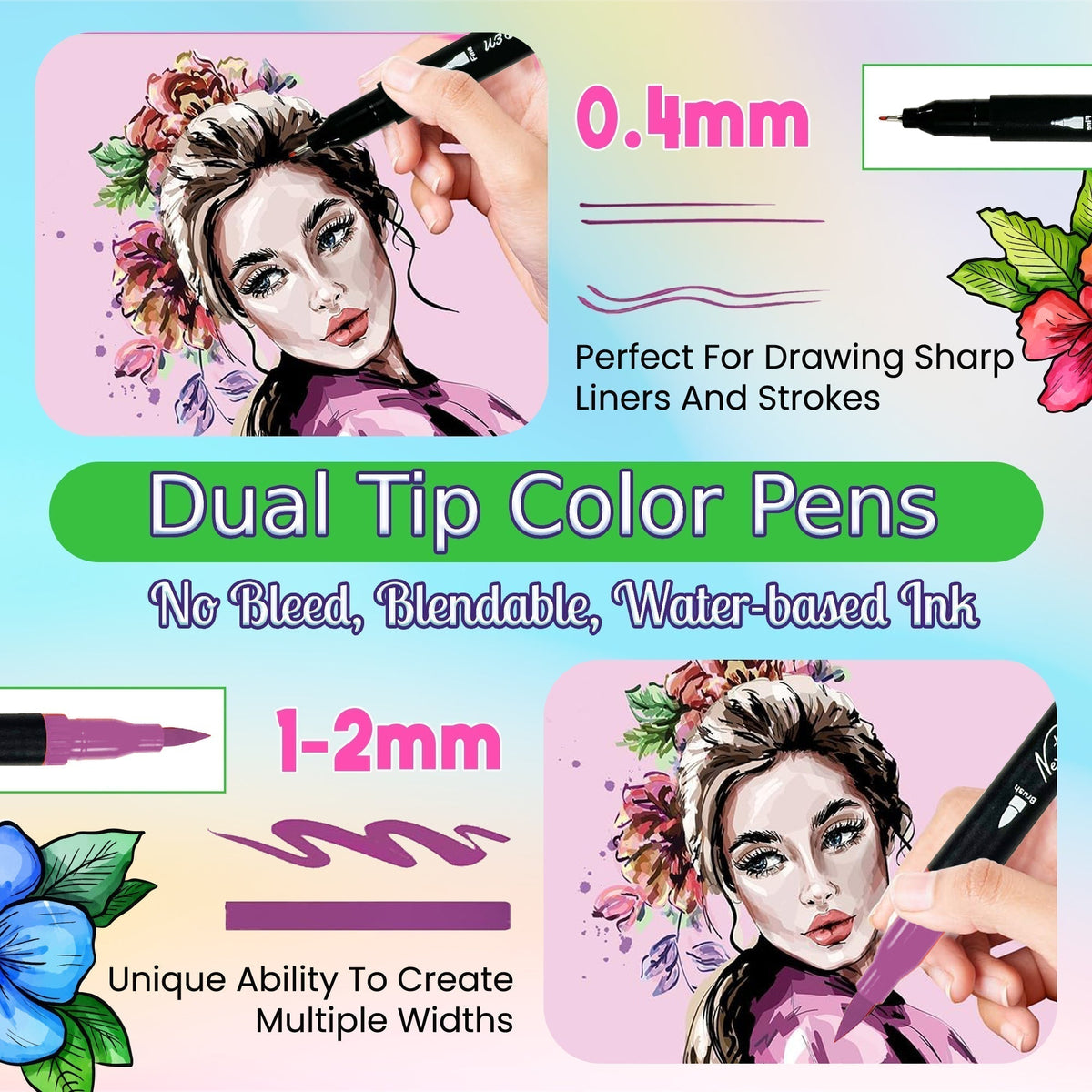 NextG Ideaz Dual Tip Brush Art Marker Pens - 80 Unique Color Pens