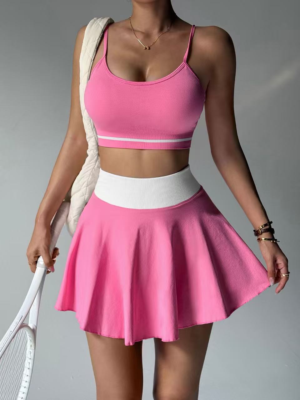 Women's 2-Piece Tennis Skort Set with Sports Bra