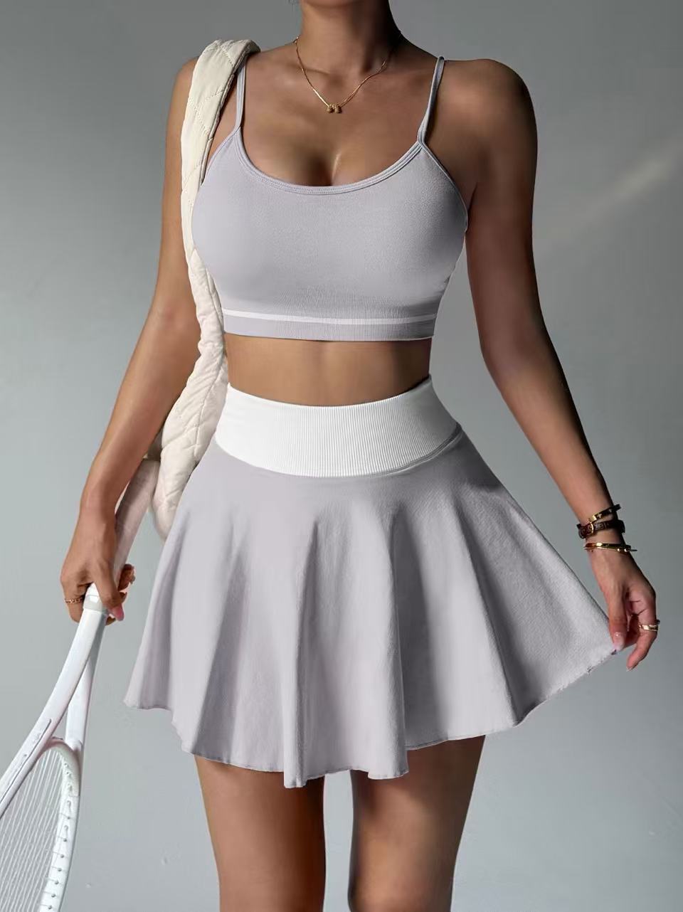 Women's 2-Piece Tennis Skort Set with Sports Bra