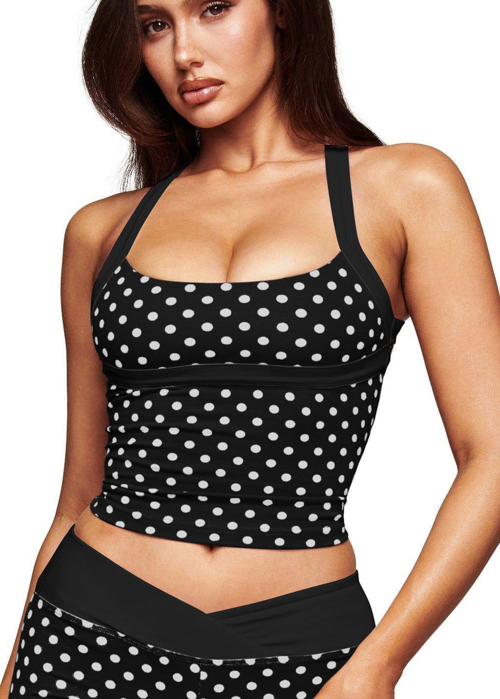 Polka Dot Halter Neck Two-Piece Activewear Set