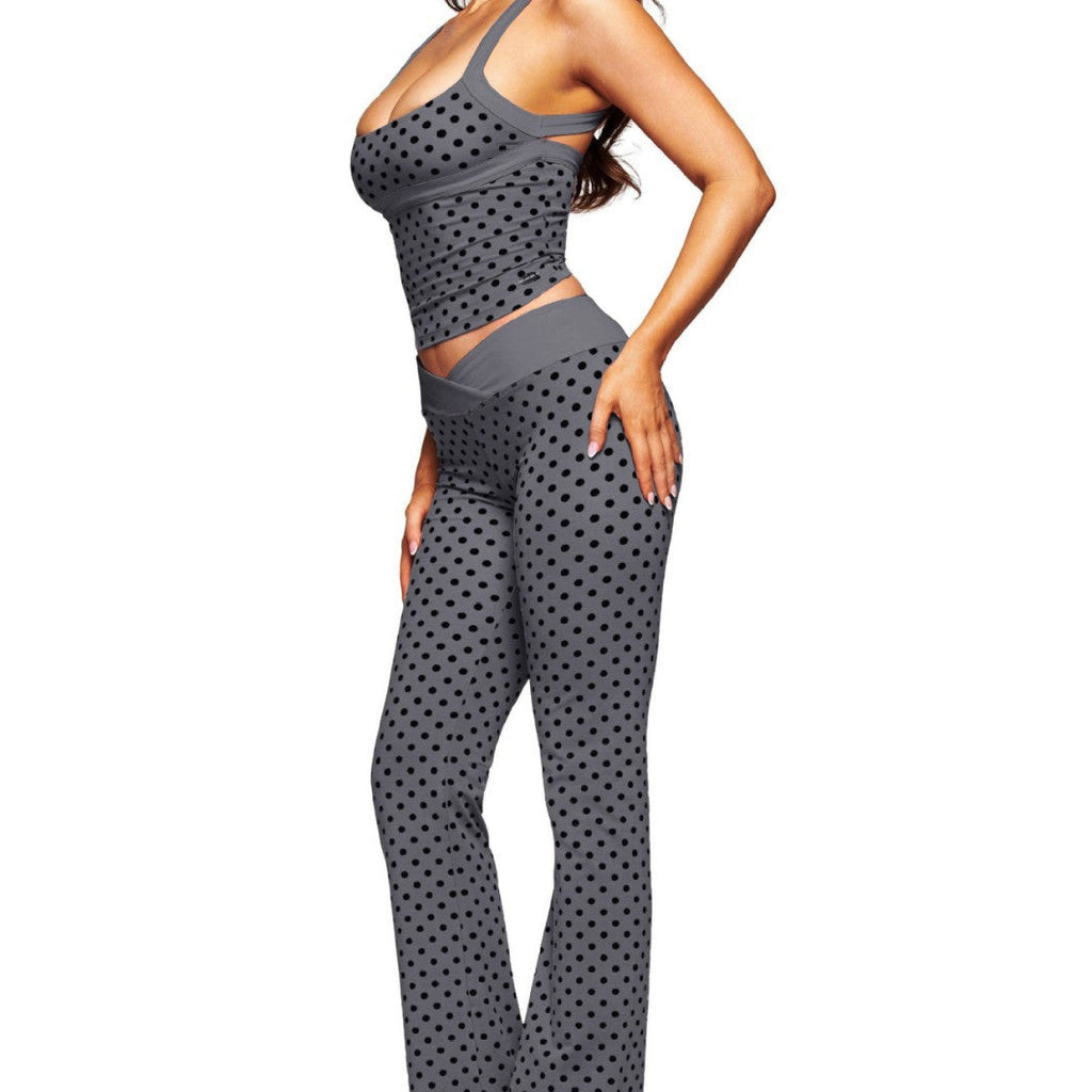 Polka Dot Halter Neck Two-Piece Activewear Set
