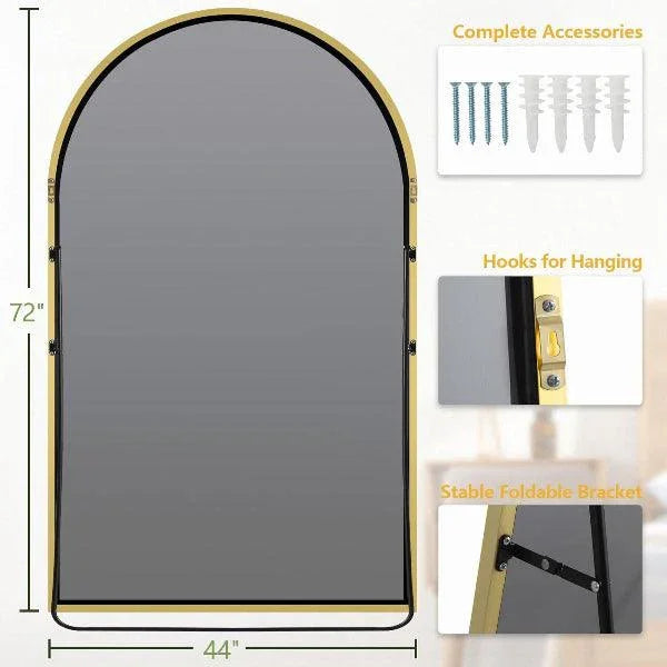 Gold Arched Full Length Mirror – Oversized Floor Mirror
