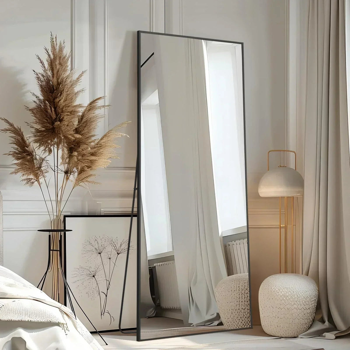 Oversized Black Arched Full Length Mirror – 76"/82"