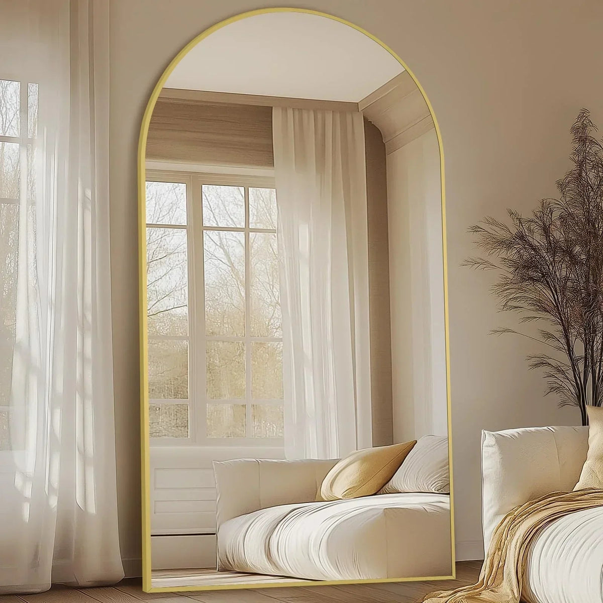 Oversized Black Arched Full Length Mirror – 76"/82"