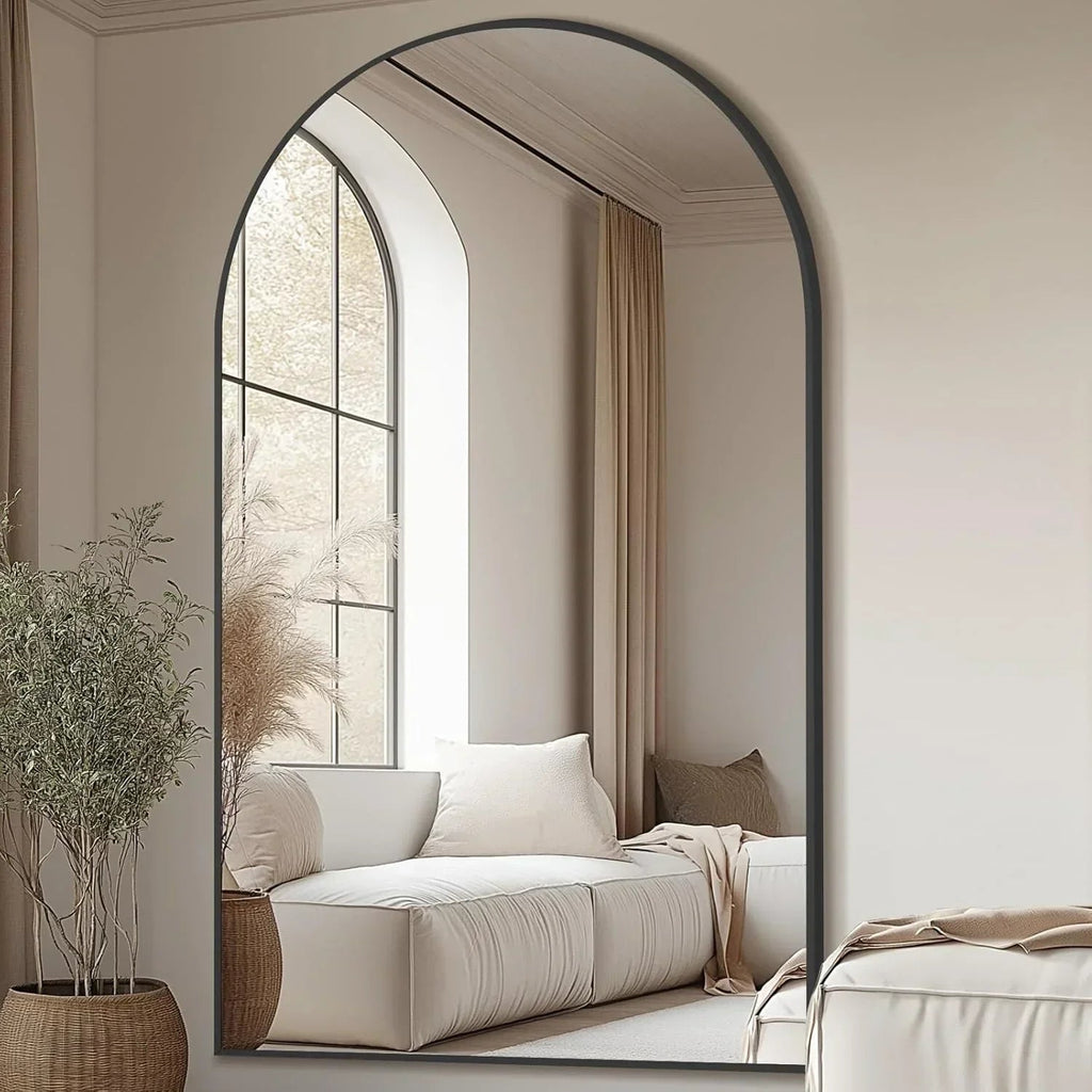 Oversized Black Arched Full Length Mirror – 76"/82"