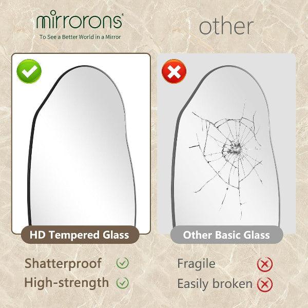 Irregular Wall Mirror, Black Asymmetrical Bathroom Mirror, Oval Aesthetic Mirror, Full Length Mirror, Shatterproof Black Bathroom Mirrors