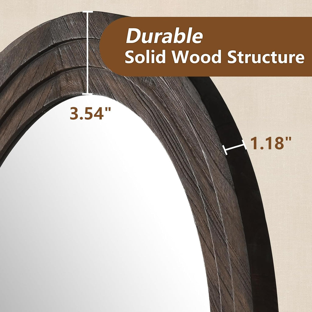 Arched Solid Wood Full Length Mirror – Rustic Farmhouse