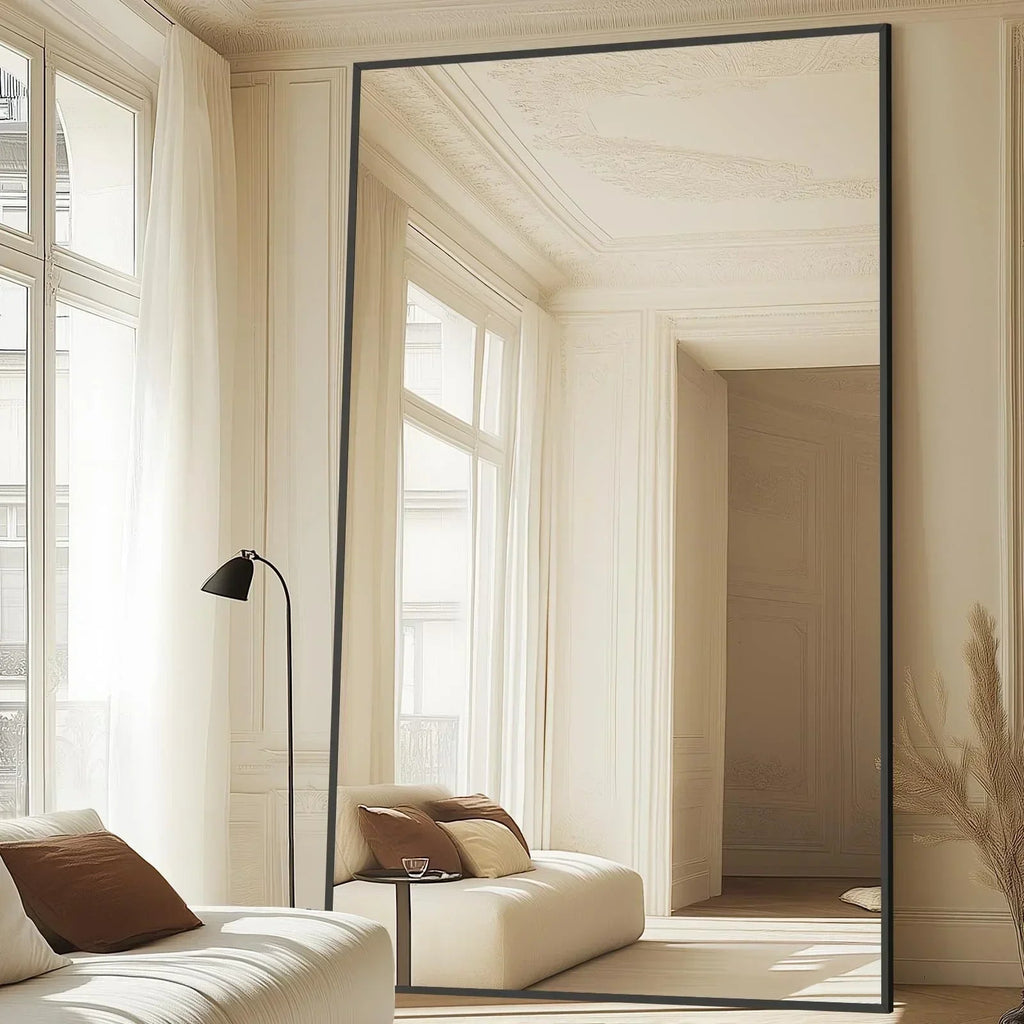 Oversized Black Arched Full Length Mirror – 76"/82"