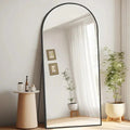 Arched Floor Mirror with Aluminum Frame – Black