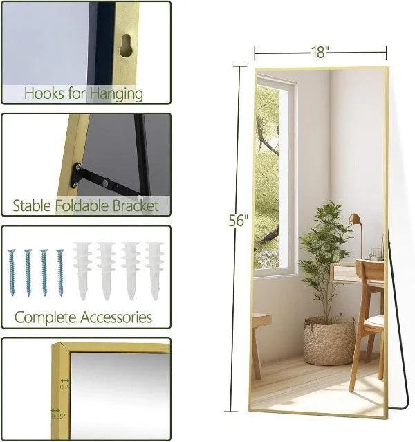Gold Full Length Mirror – Free Standing Wall Mirror