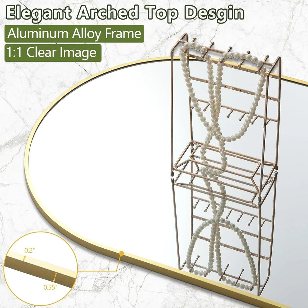 Oversized Gold Full Length Mirror – Arched Floor Mirror