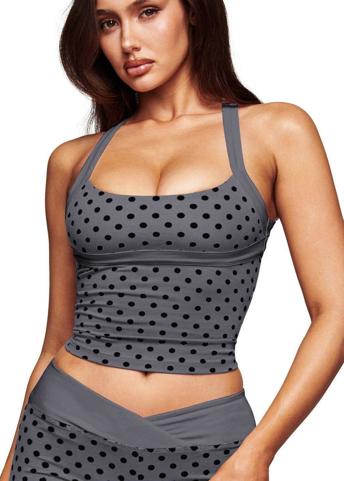 Polka Dot Halter Neck Two-Piece Activewear Set