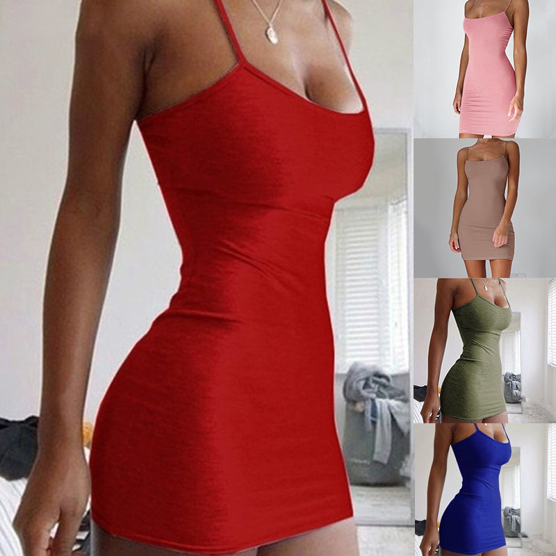 Halter Neck Bodycon Mini Dress – Stretch Sling Skirt
