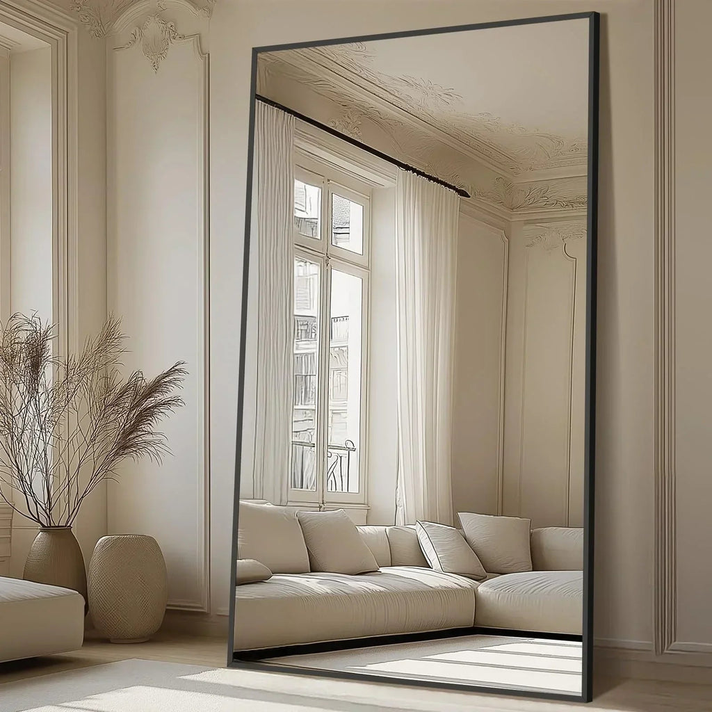 Oversized Black Arched Full Length Mirror – 76"/82"