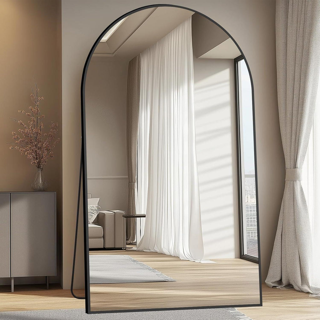 Oversized Black Arched Full Length Mirror – 76"/82"