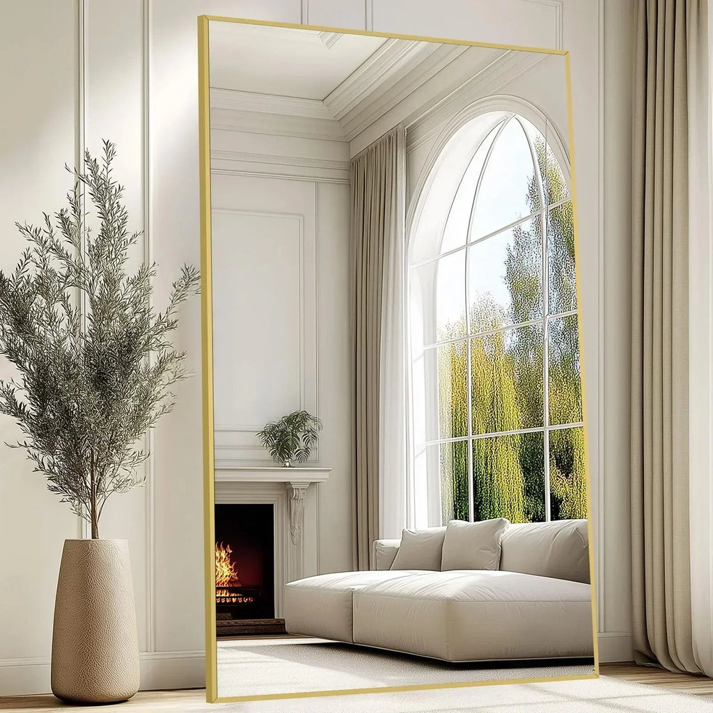 Oversized Black Arched Full Length Mirror – 76"/82"