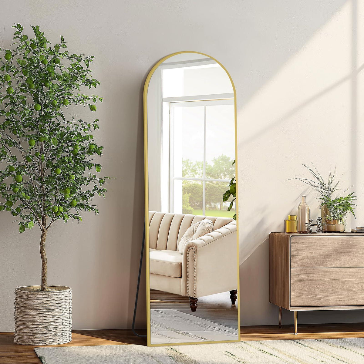 Oversized Black Arched Full Length Mirror – 76"/82"