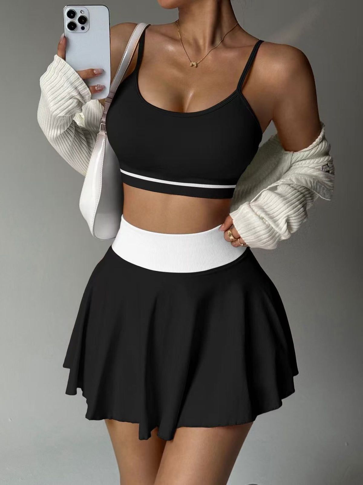 Women's 2-Piece Tennis Skort Set with Sports Bra