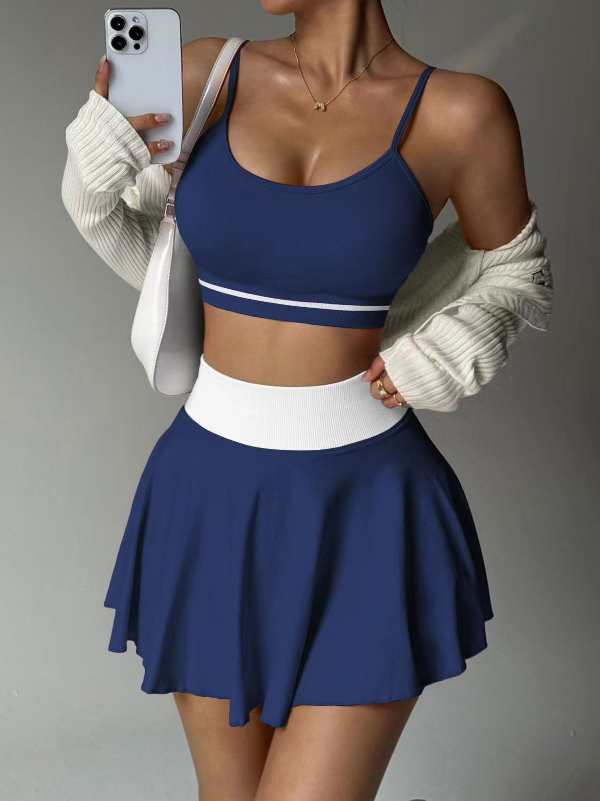 Women's 2-Piece Tennis Skort Set with Sports Bra