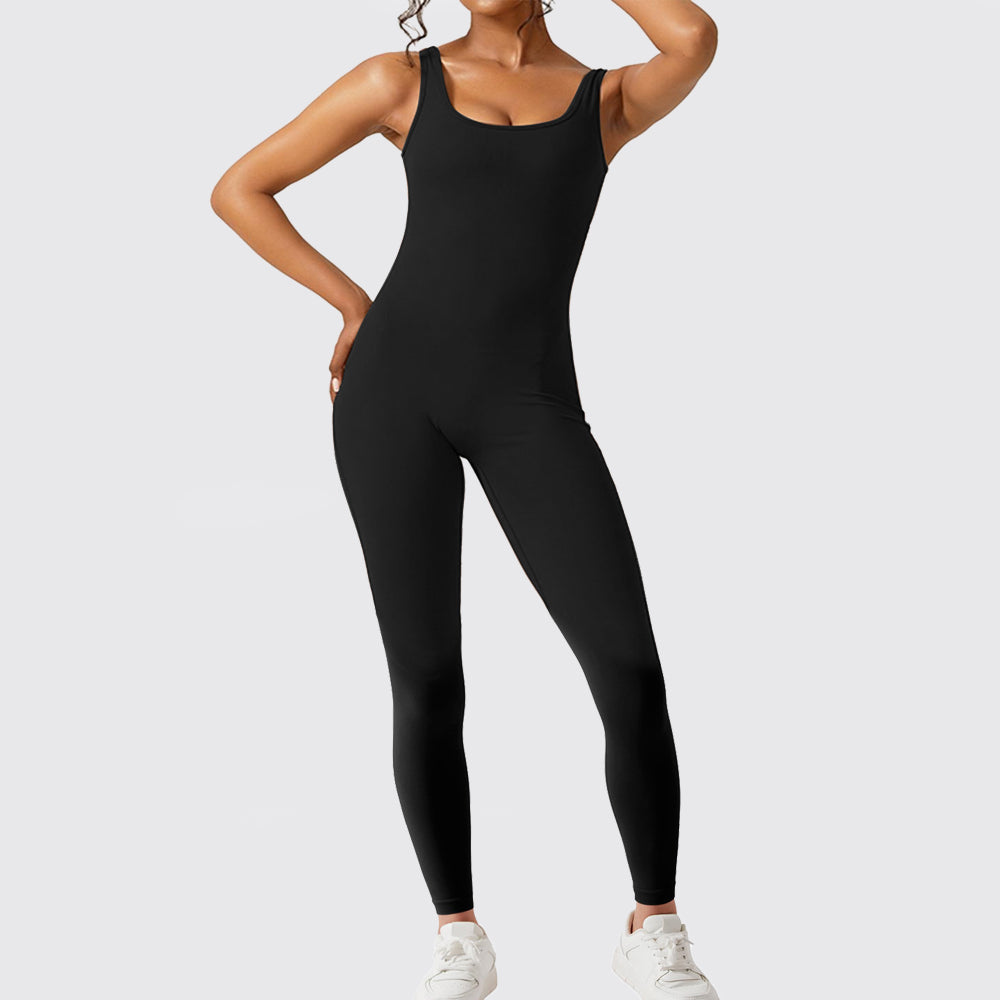 Sleeveless Flare Yoga Jumpsuit – Women’s High-Stretch Wide Leg Activewear