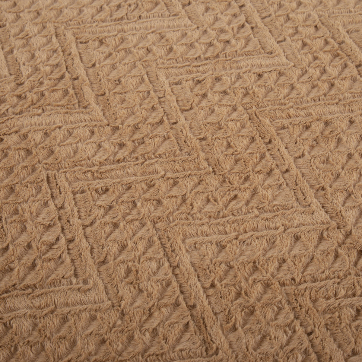 Tache Caramel Brown Faux Fur Throw Blanket Chevron Geometric Embossed (#10)