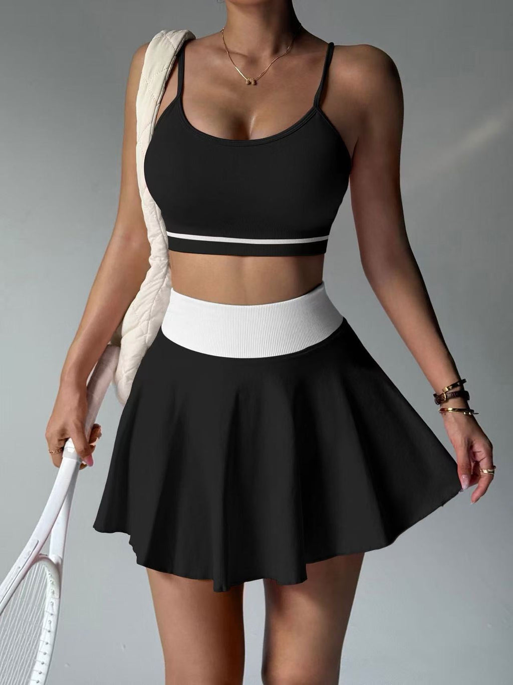 Women's 2-Piece Tennis Skort Set with Sports Bra