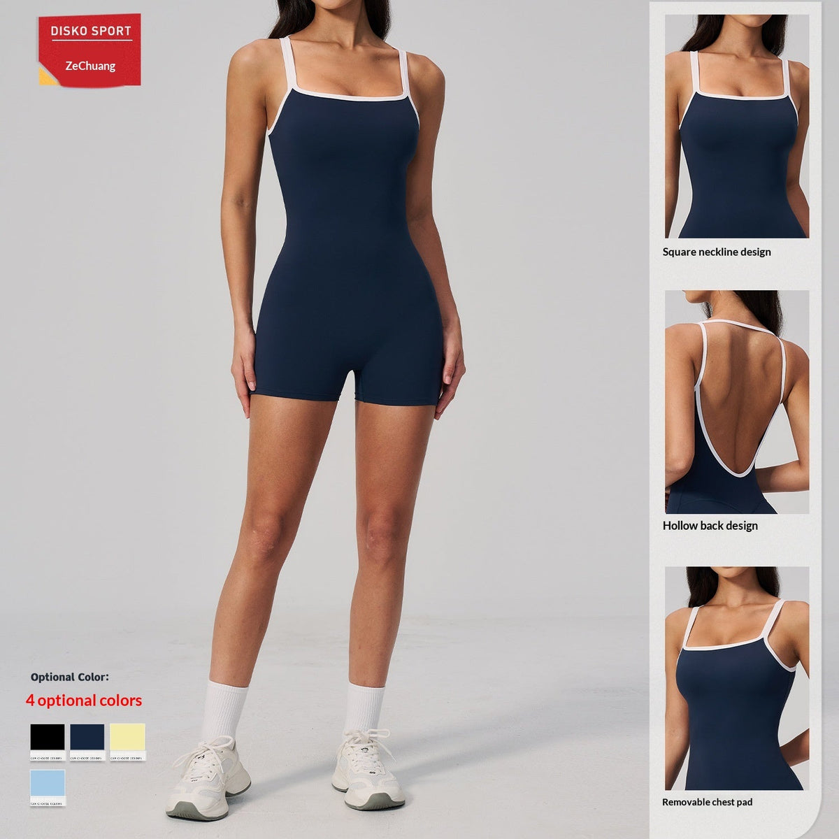 Women's Backless Square-Neck Yoga Jumpsuit