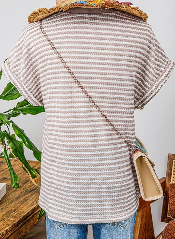 Women's V-Neck Button-Front Knit Top