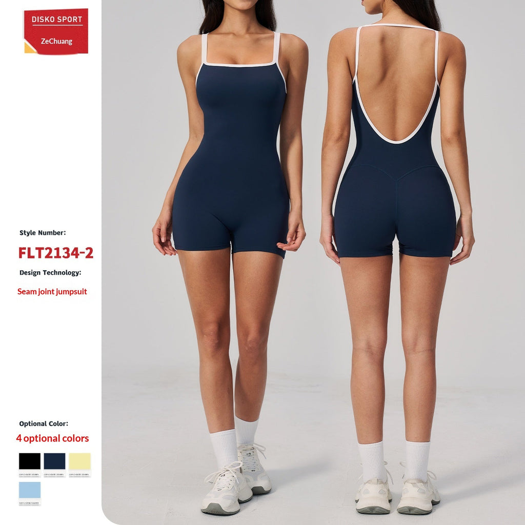 Women's Backless Square-Neck Yoga Jumpsuit