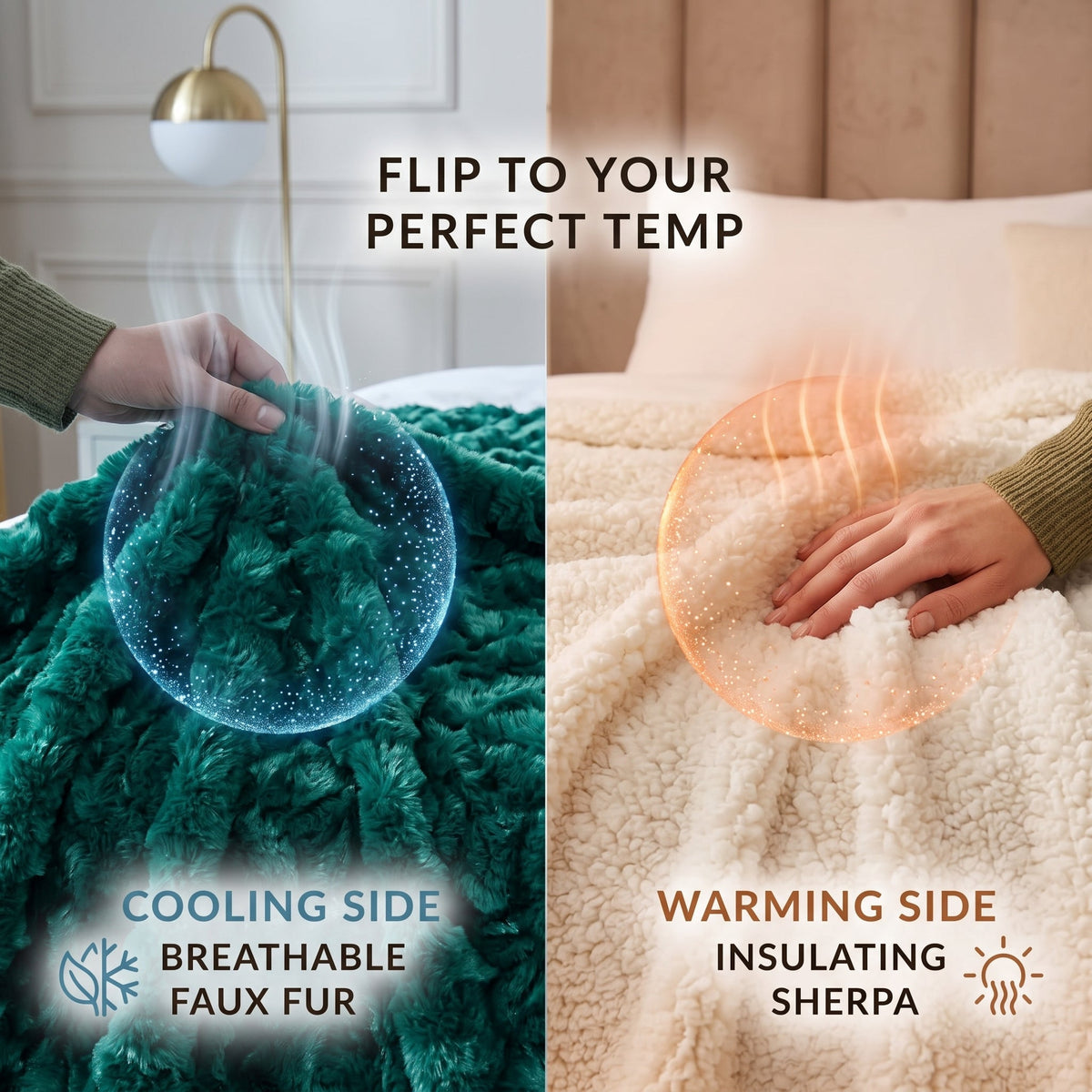 DaDa Bedding Emerald Green Blue Faux Fur Sherpa Throw Blanket