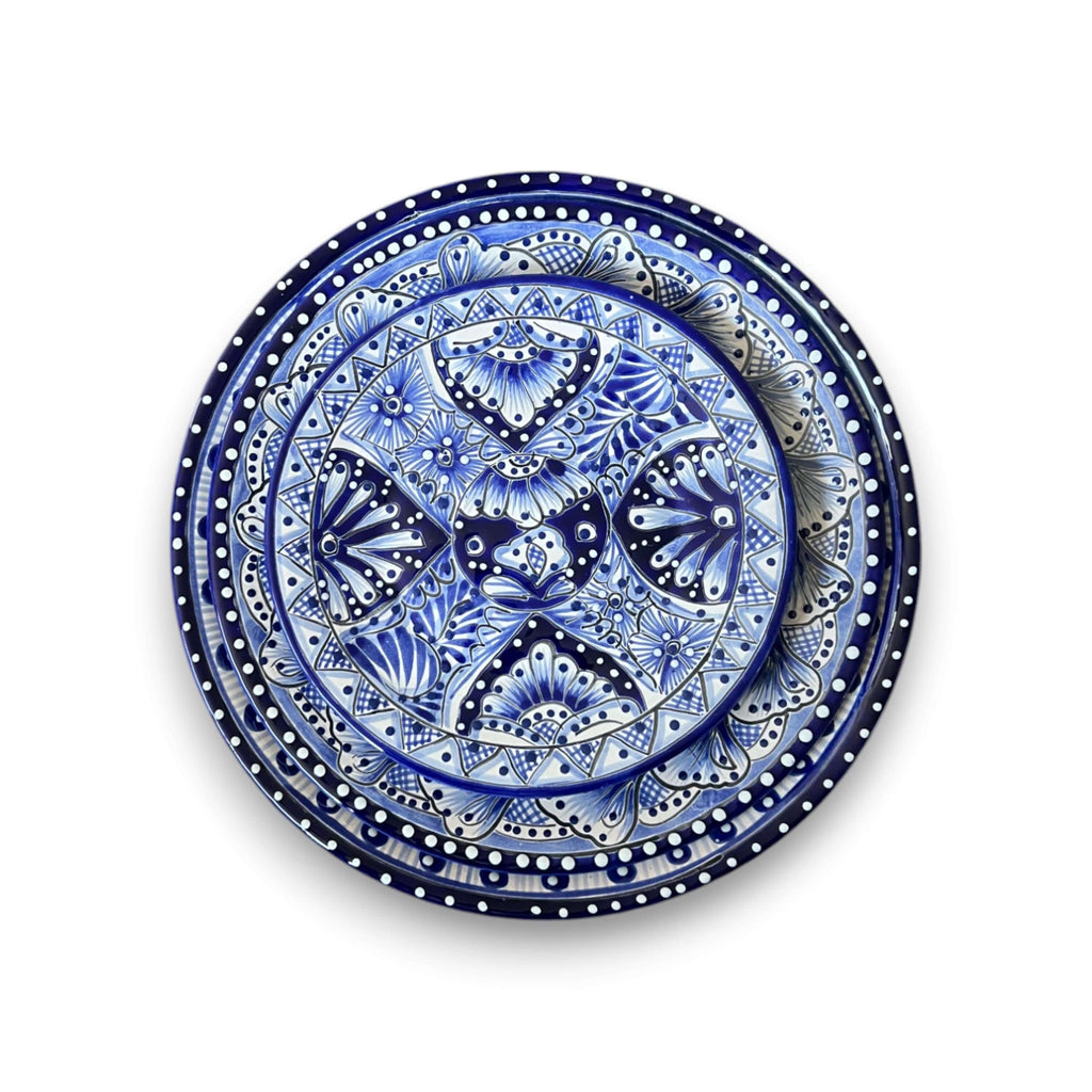 Talavera Dinnerware Set | 20-Piece Blue & White Tableware for 4